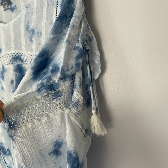 Aerie Blue Tie-Dye Boho Oversized Tunic Top Size XXS Bohemian Hippie - Picture 5 of 8